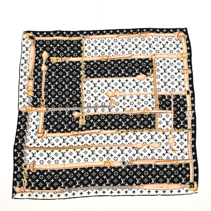 Louis Vuitton Silk Monogram Confidential Square 45 Scarf Black White 1 of 4