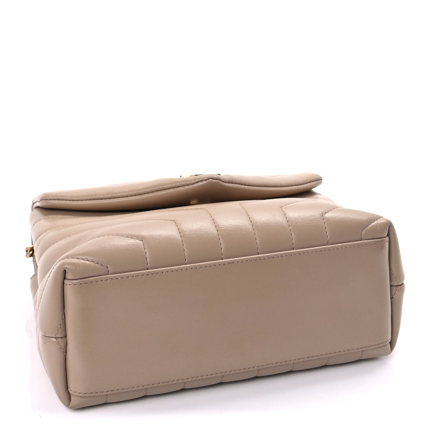 Calfskin Y Quilted Monogram Small Loulou Chain Satchel Dark Beige