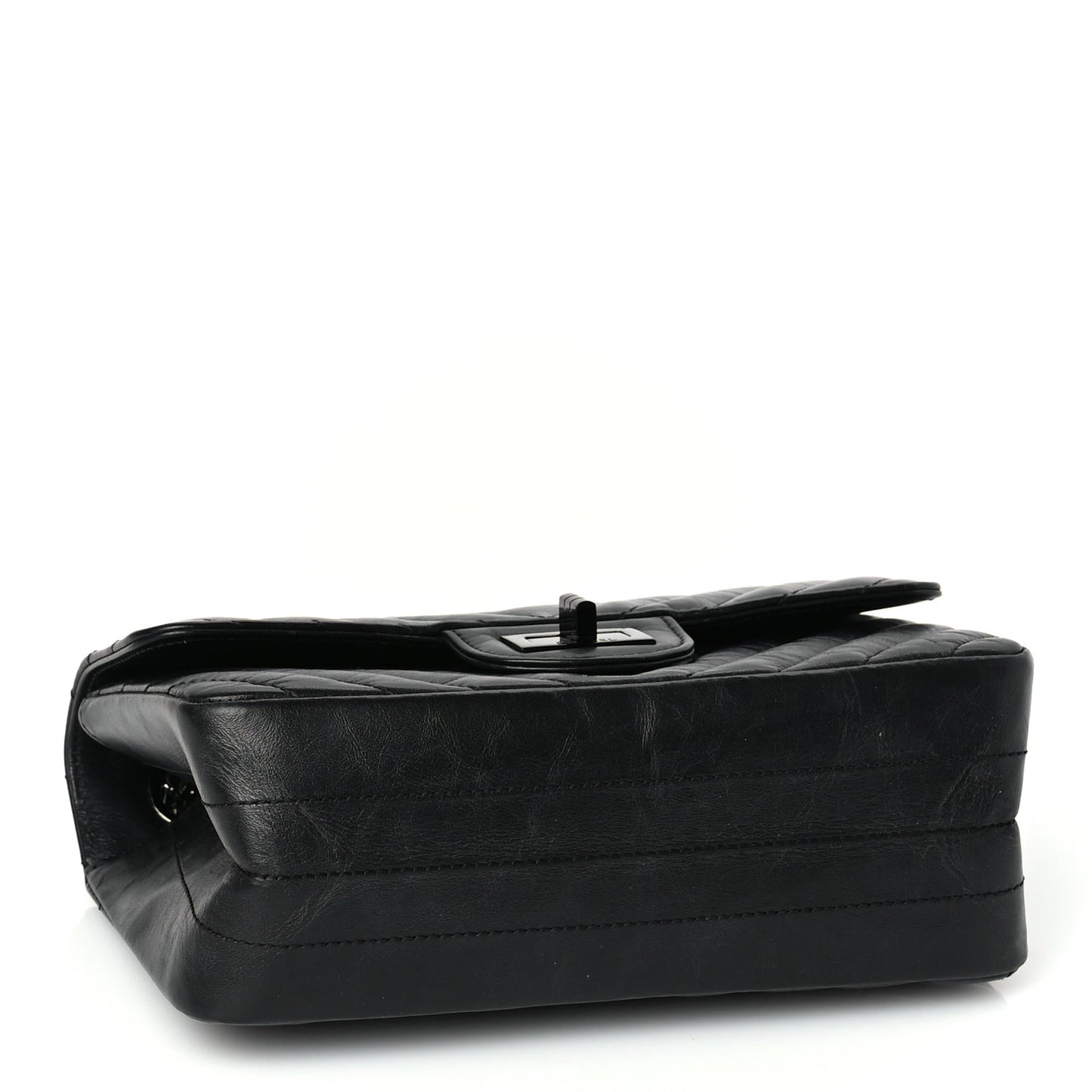 Aged Calfskin Quilted 2.55 Reissue Mini Flap So Black