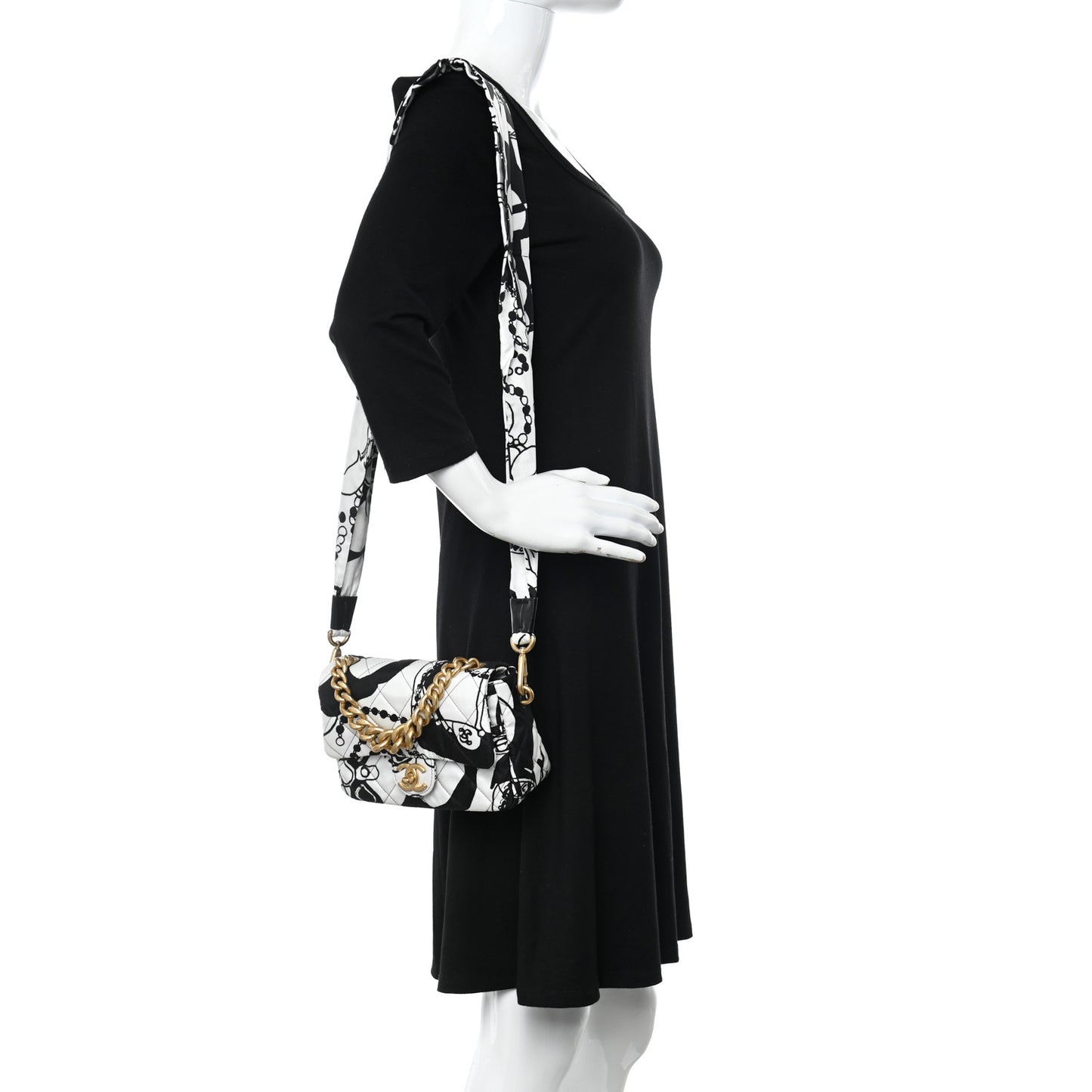 Canvas Printed Deer Coco Mini Single Flap Gray Black