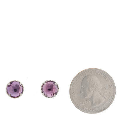 David Yurman Sterling Silver Amethyst 8mm Chatelaine Earrings 2 of 4