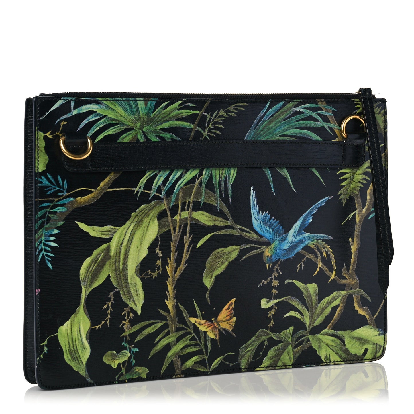 Calfskin Tropical Print Messenger Black