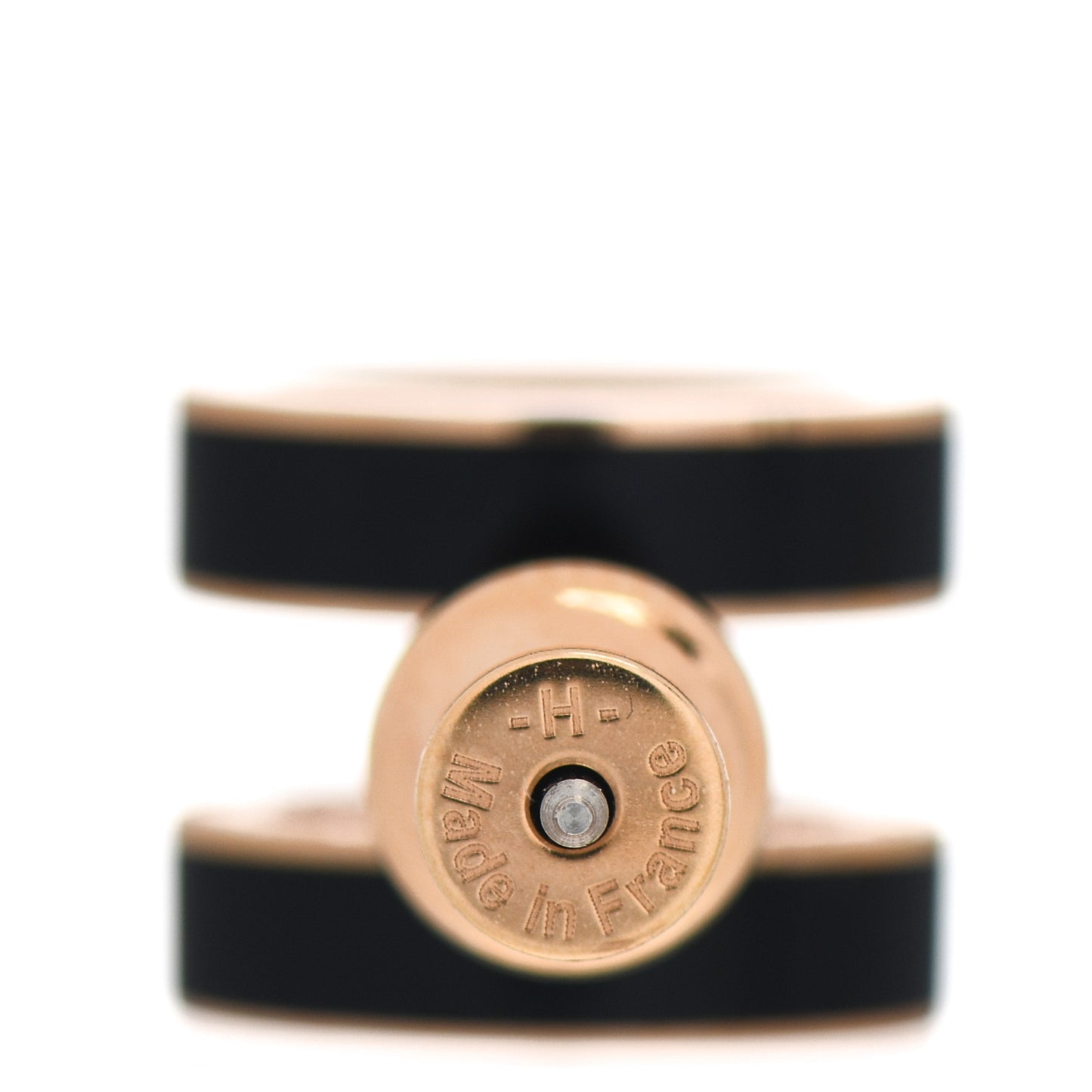 Gold Lacquered Pop H Earrings Black