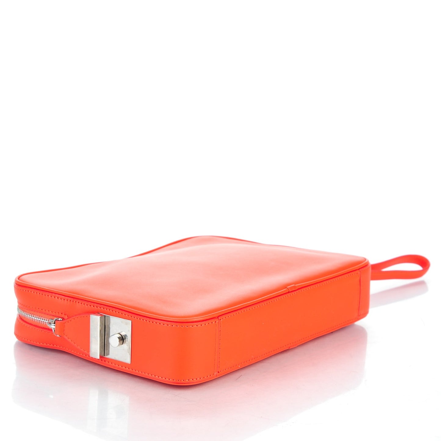 Nappa Side Lock Dragonne Clutch Bright Orange