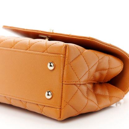 Chanel Caviar Quilted Mini Coco Handle Flap Light Brown 11 of 12
