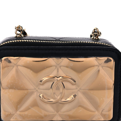 Chanel Lambskin Quilted Mini Golden Plate Clutch With Chain  Black 7 of 9