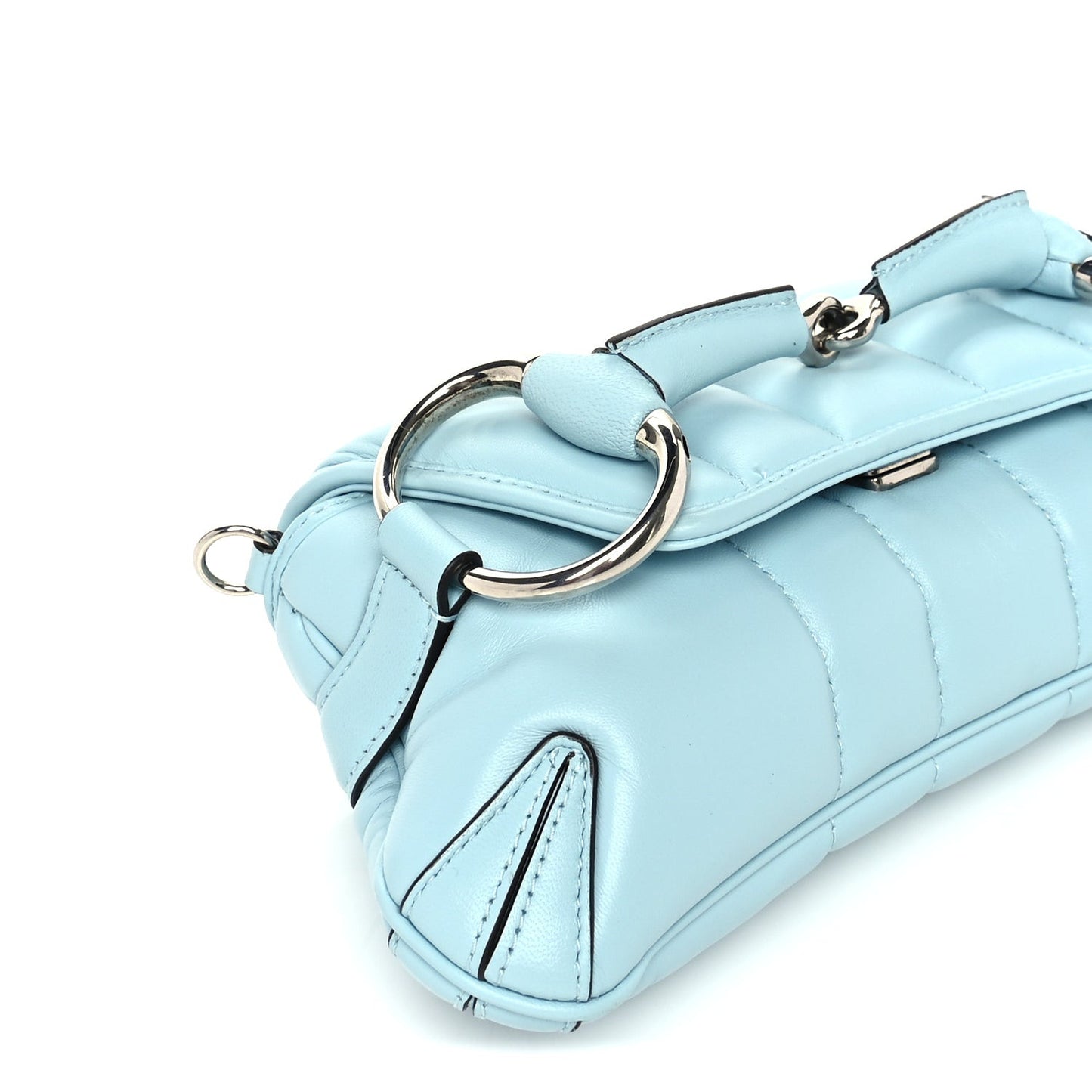Nappa Vertical Matelasse Medium Maxi Horsebit Chain Shoulder Bag  Crystal Snow