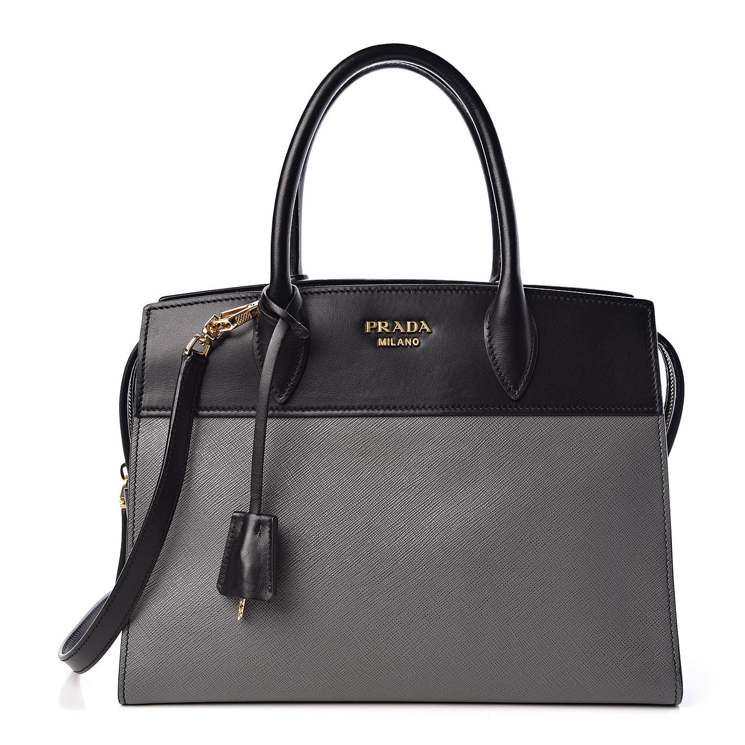 Prada Saffiano City Calf Medium Esplanade Tote Mercurio Black 1 of 11