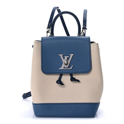 Louis Vuitton Calfskin Lockme Mini Backpack Blue Jean Creme 2 of 9
