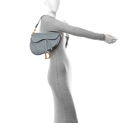Christian Dior Grained Calfskin Saddle Bag Sky Blue 2 of 11