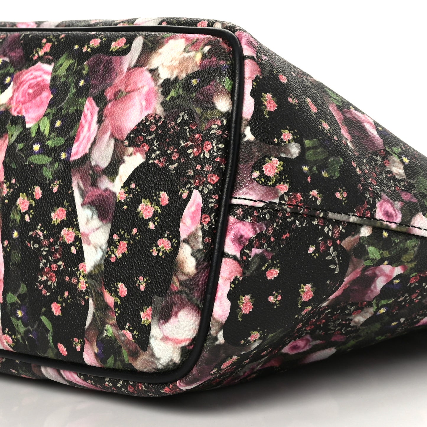 Textured Coated Canvas Roses Camouflage Print Large Antigona Tote Black