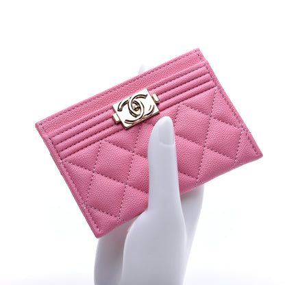 Chanel Caviar Quilted Boy Card Holder Pink 2 of 10