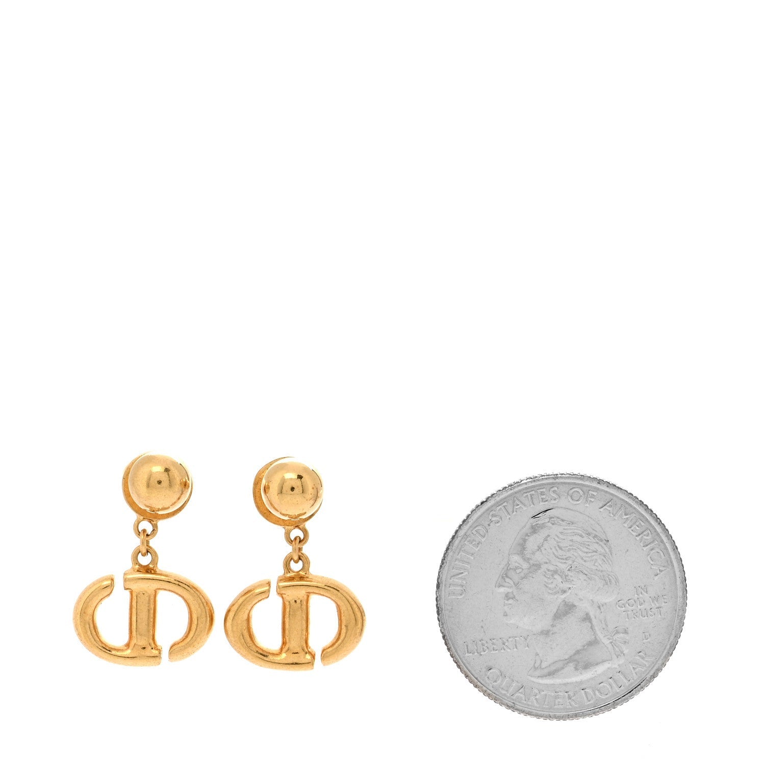 Christian Dior Metal Petit CD Drop Earrings Gold 2 of 5