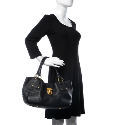 Prada Vitello Daino Pushlock Tote Black 2 of 8