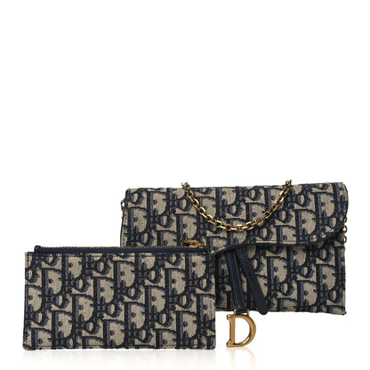Christian Dior Oblique Saddle Chain Long Wallet Blue 1 of 10
