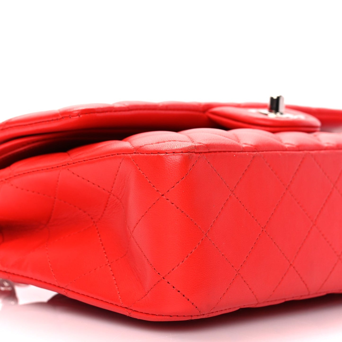 Lambskin Quilted Medium Double Flap Red
