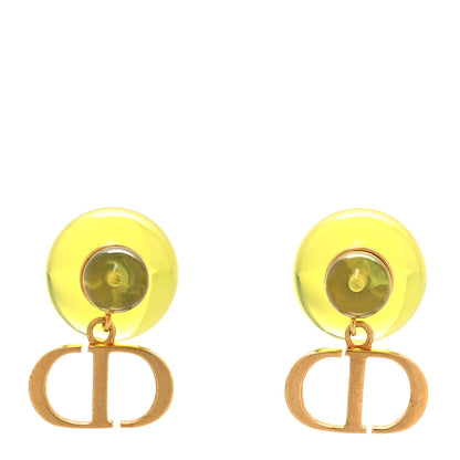 Christian Dior Metal Resin CD Tribales Earrings Translucent Green 1 of 5