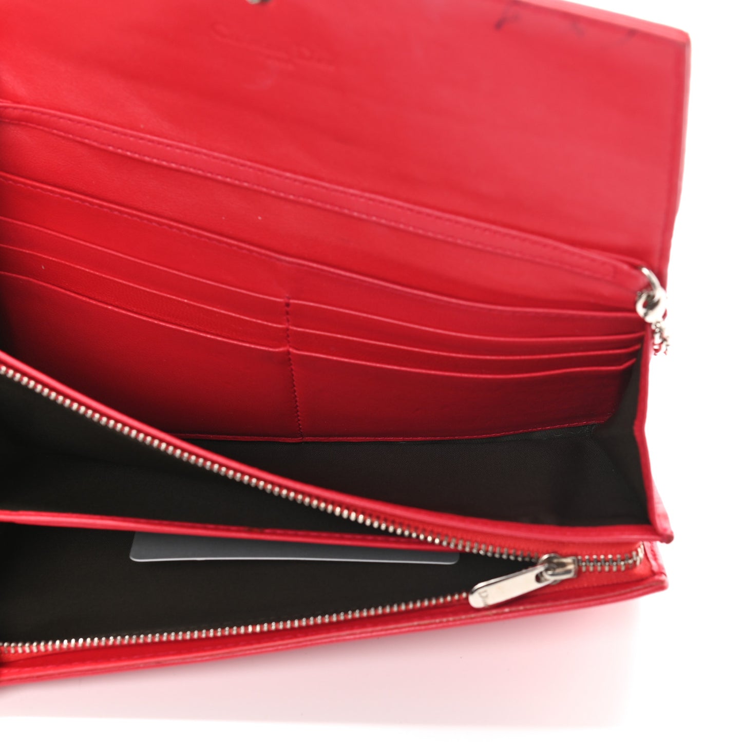 Lambskin Cannage Rendez-vous Chain Wallet Red