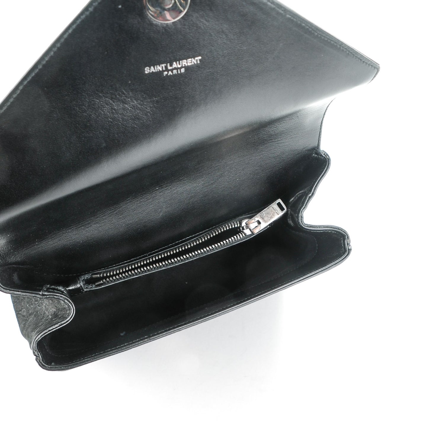 Crocodile Embossed Nubuck Monogram Medium College Satchel Black