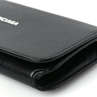 Balenciaga Grained Calfskin Logo Cash Phone Holder Wallet On Chain Black 8 of 8
