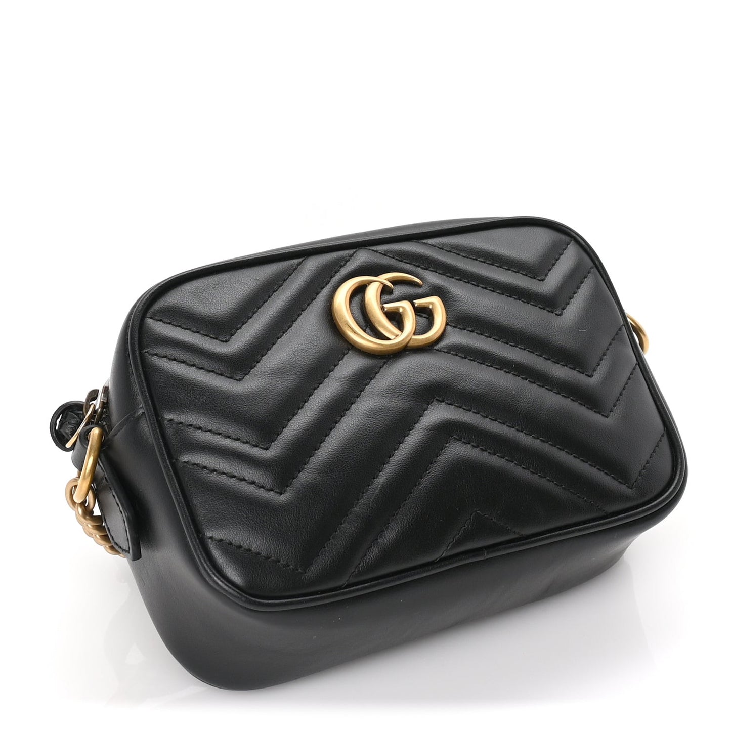 Calfskin Matelasse Mini GG Marmont Chain Shoulder Bag  Black