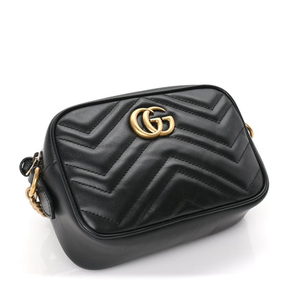 Gucci Calfskin Matelasse Mini GG Marmont Chain Shoulder Bag  Black 3 of 8