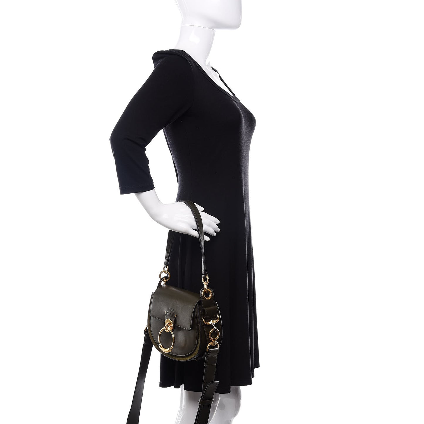 Calfskin Suede Small Tess Bag Deep Forest