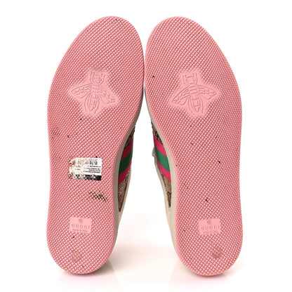 Gucci Calfskin GG Supreme Crystals Web Screener Sneakers Beige Ebony Wild Rose 7 of 9