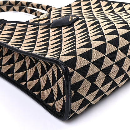Prada Jacquard Saffiano Triangolo Symbole Embroidered Large Tote Black Corda 7 of 8