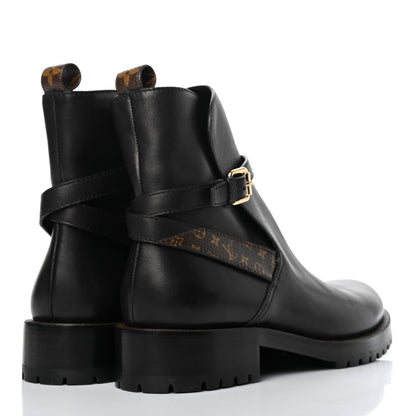 Louis Vuitton Calfskin Monogram Discovery Flat Ankle Boots 39.5 Black 4 of 7