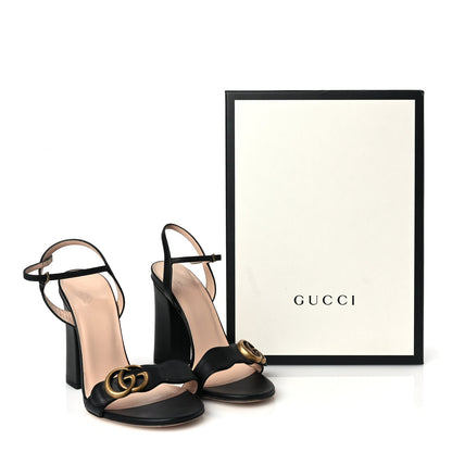 Gucci Lifford Calfskin GG Marmont Ankle Wrap 105mm Sandals Black 8 of 9