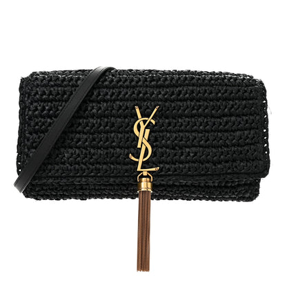 Saint Laurent Raffia Monogram Tassel Kate 99 Black 1 of 15