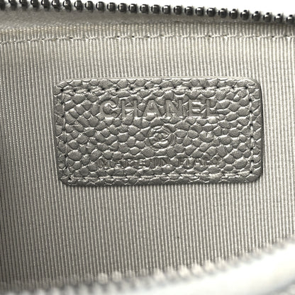 Chanel Metallic Caviar Quilted Classic Zip Pouch Silver 6 of 7