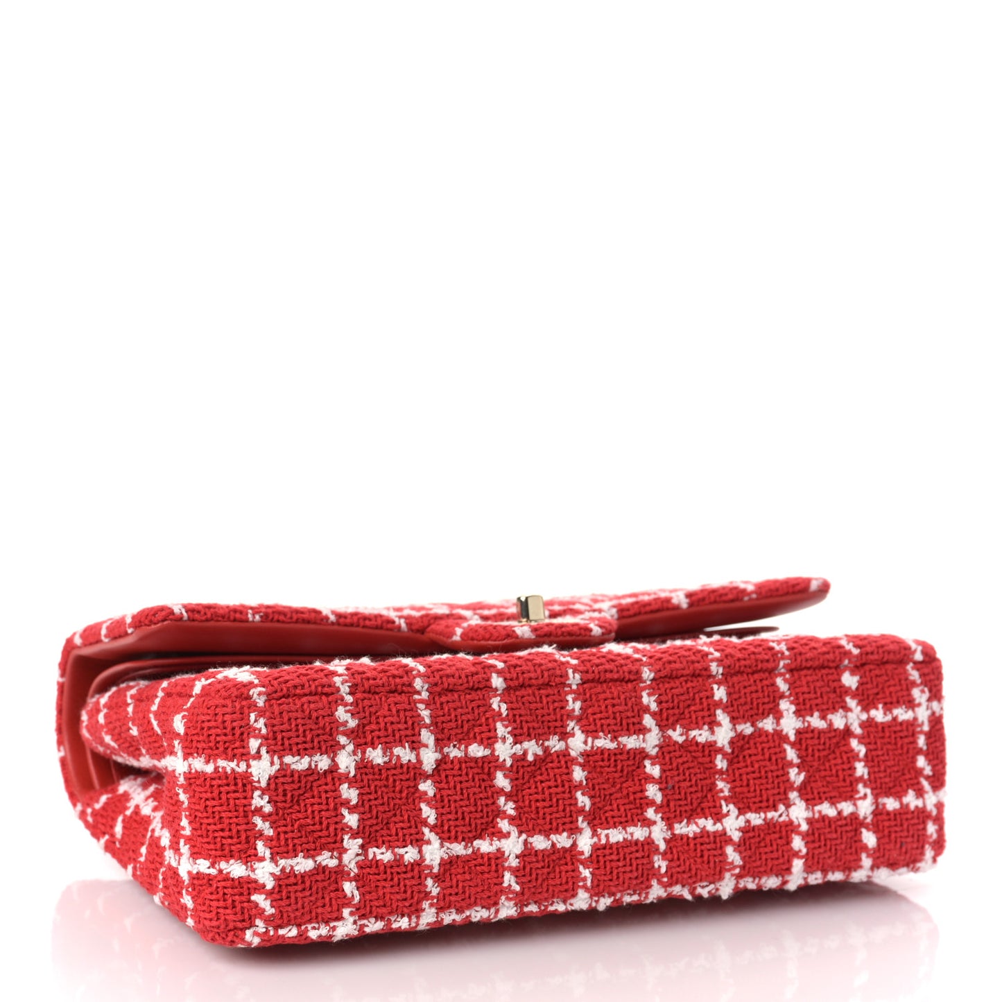 Tweed Quilted Medium Double Flap Red White