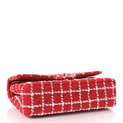 Chanel Tweed Quilted Medium Double Flap Red White 4 of 11