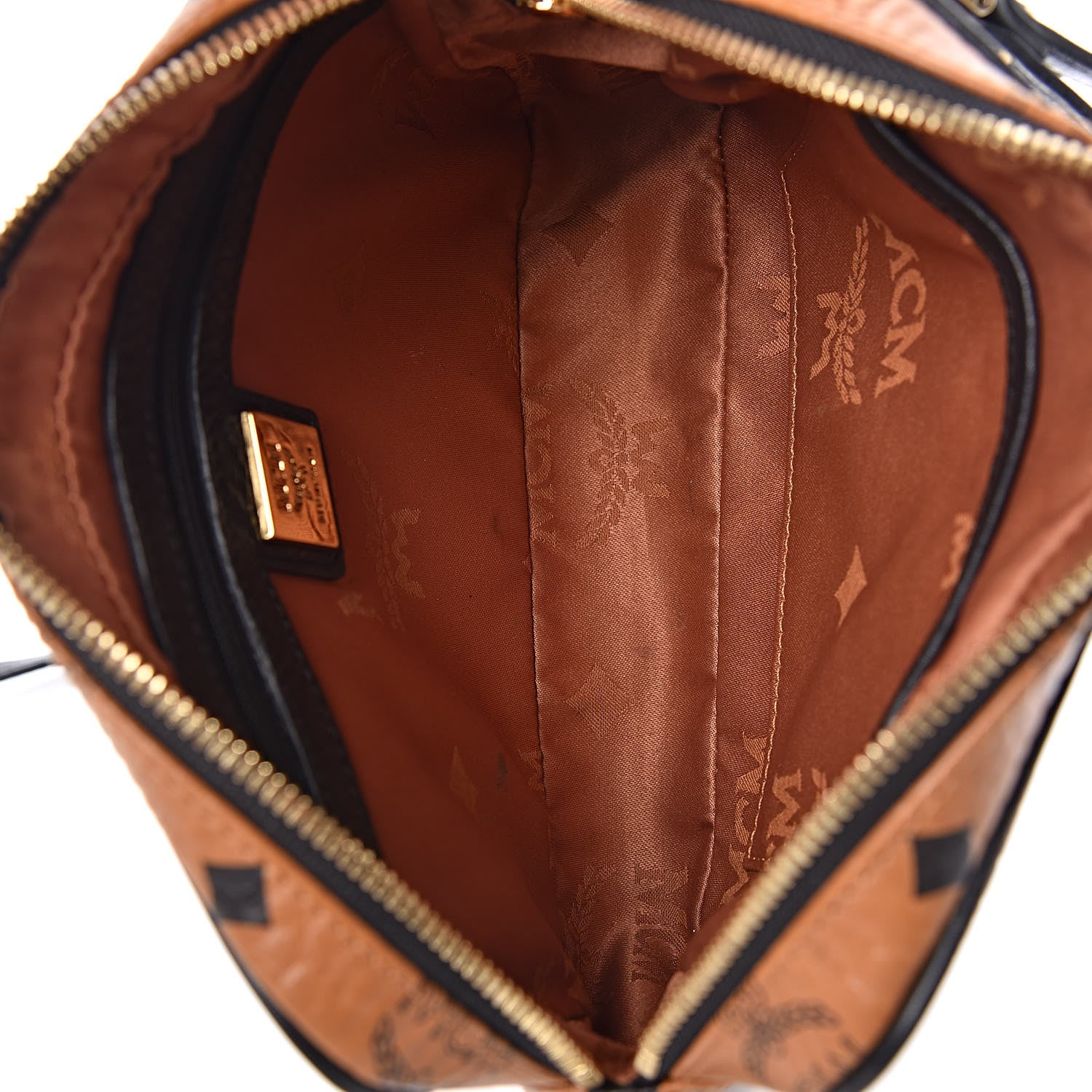 MCM Visetos Small Crossbody Bag Cognac Black 7 of 15