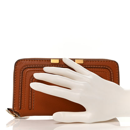 Chloe Grained Calfskin Marcie Long Zip Around Wallet Tan 2 of 8
