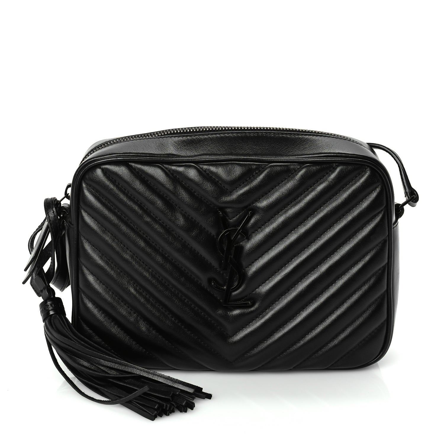 Saint Laurent Calfskin Matelasse Monogram Monochrome Lou Camera Bag  Black 1 of 8