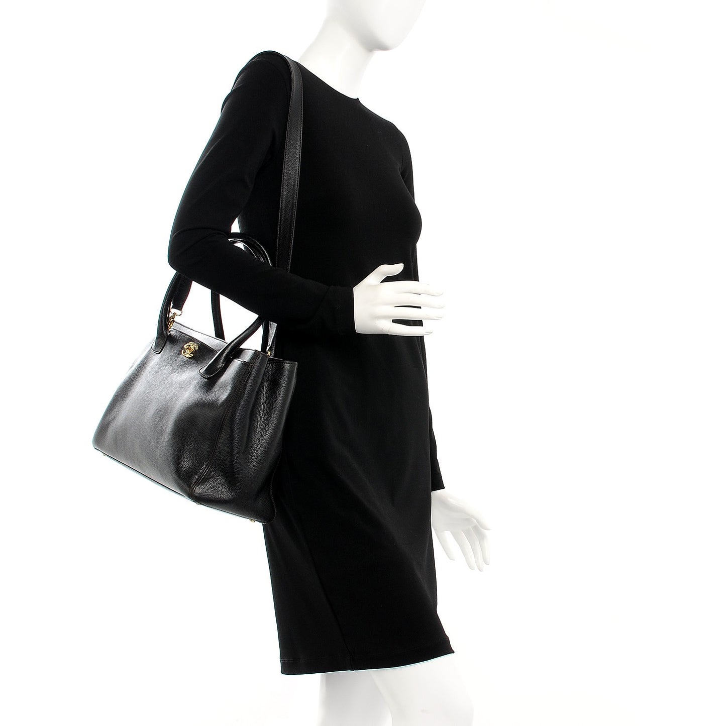 Calfskin Cerf Executive Shopper Tote Dark Brown