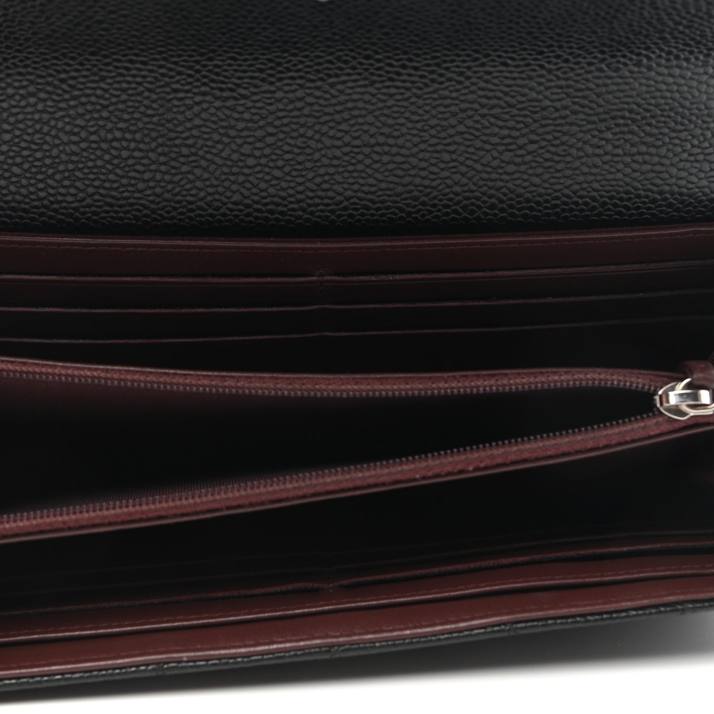 Caviar Quilted Large Gusset Flap Wallet Black