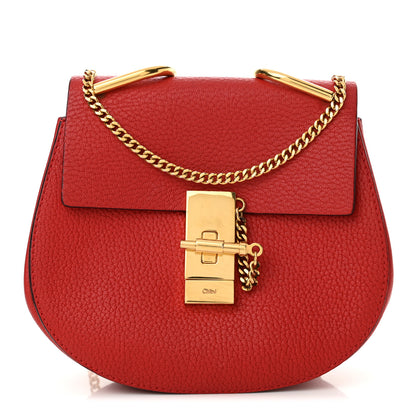 Chloe Grained Lambskin Mini Drew Shoulder Bag Plaid Red 1 of 11