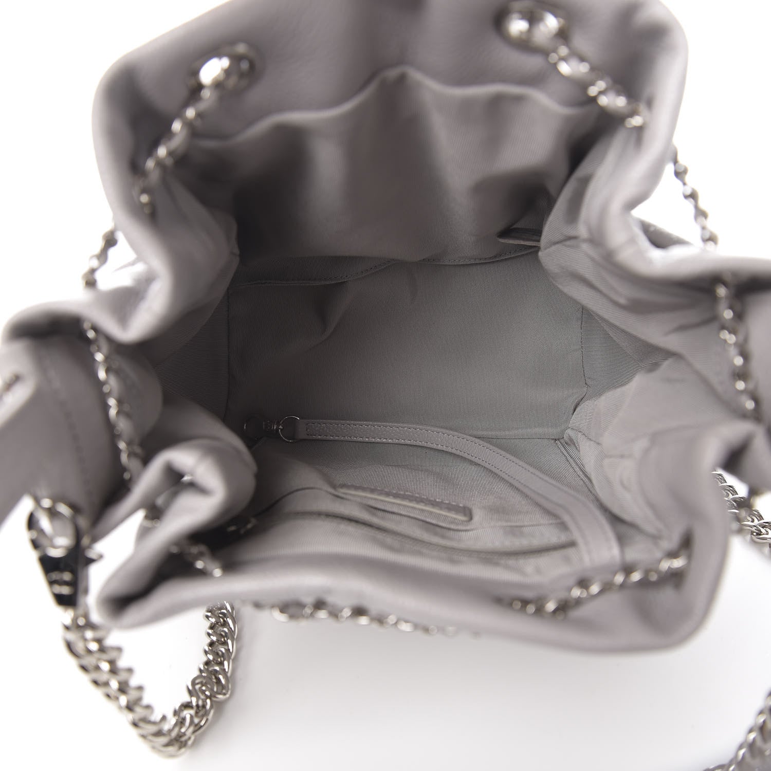 Chanel Caviar Quilted Small Chain Bucket Bag Light Gray 4 of 10