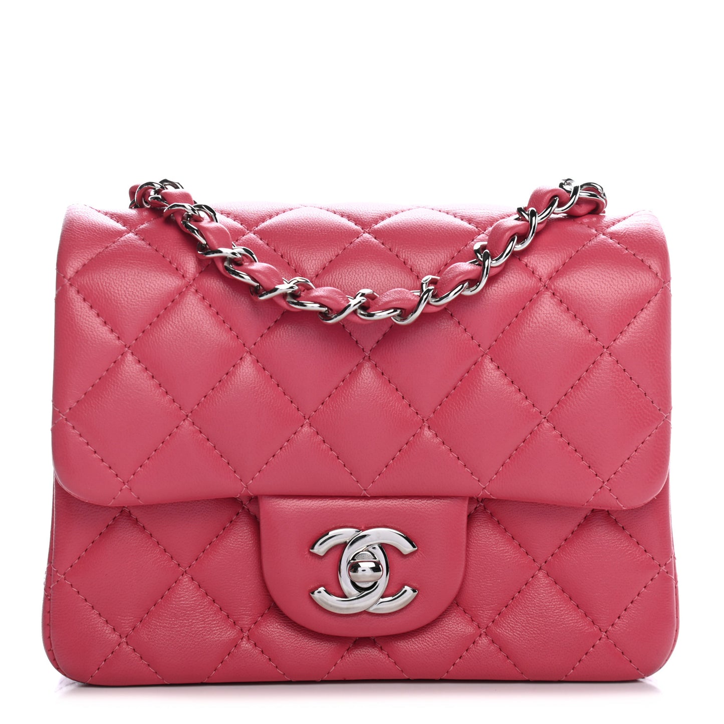 Lambskin Quilted Mini Square Flap Pink