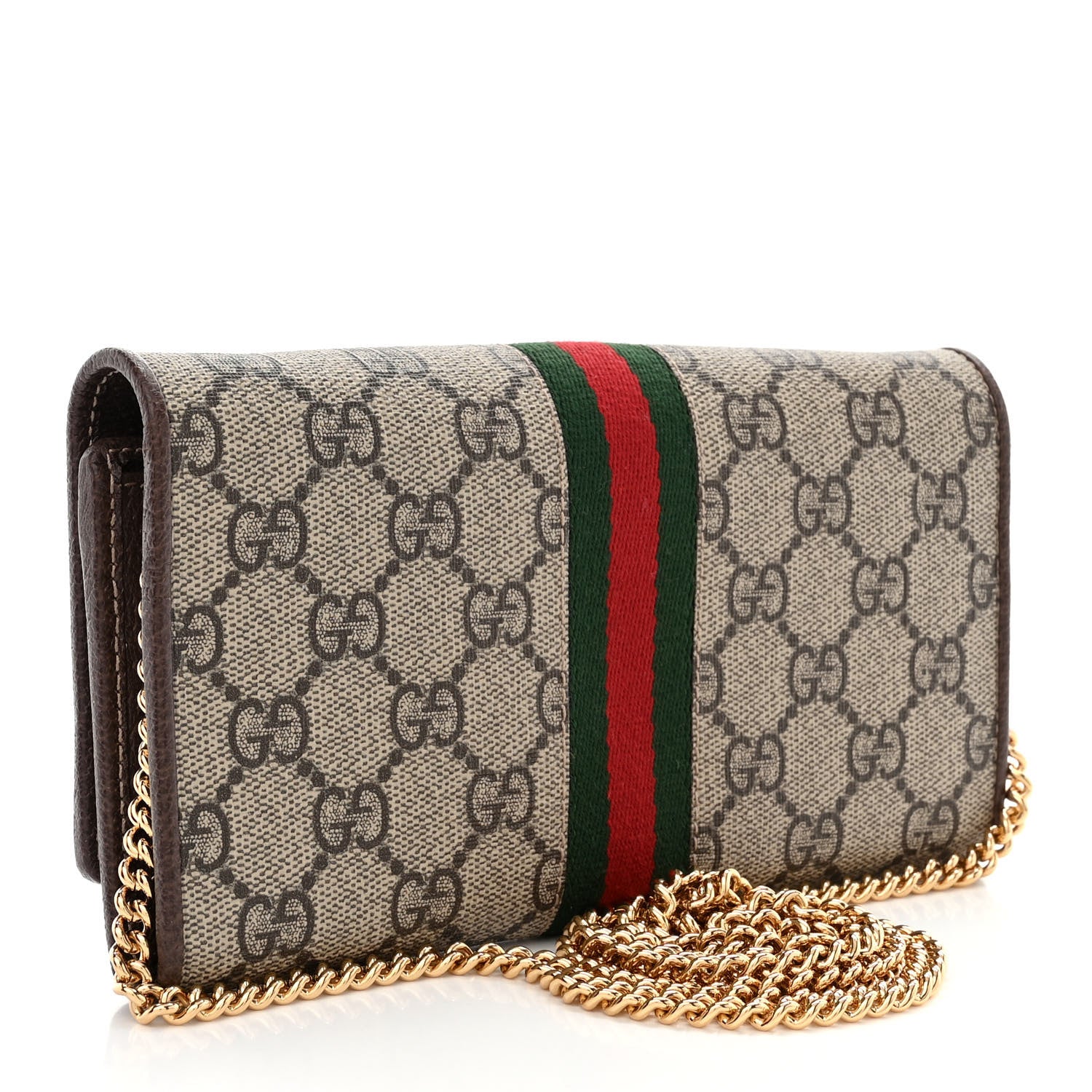 Gucci GG Supreme Monogram Web Ophidia Wallet On Chain Brown 3 of 11