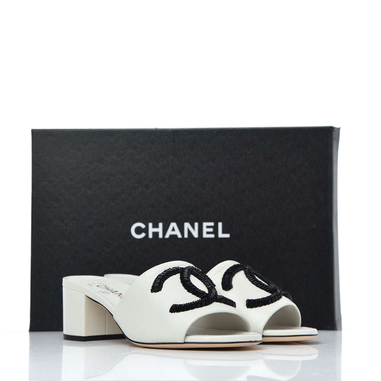Chanel Lambskin Beaded CC Mule Sandal 36 White 15 of 15