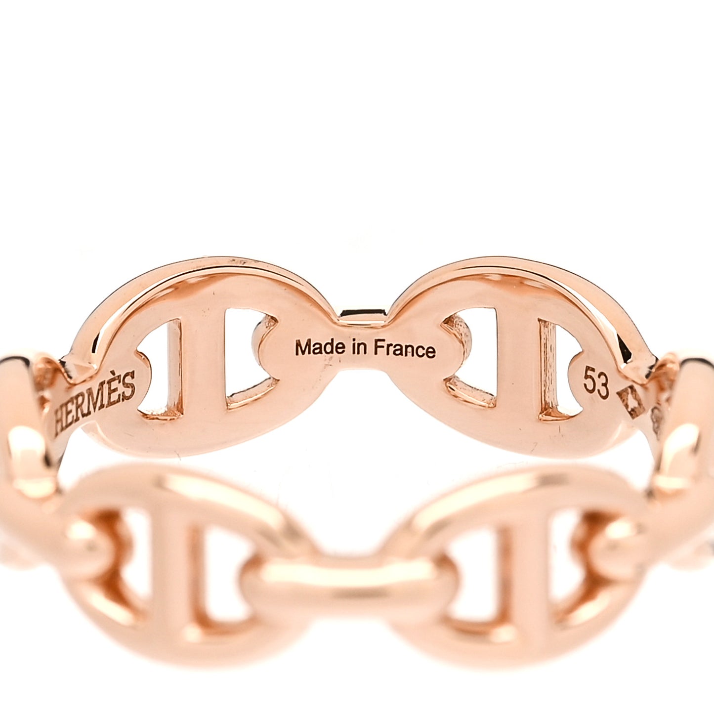 18K Rose Gold PM Chaine D'Ancre Enchainee Ring 53 6.5