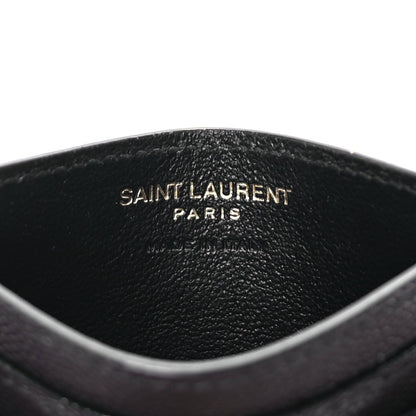 Saint Laurent Grain De Poudre Matelasse Chevron Monogram Credit Card Case Black 7 of 7