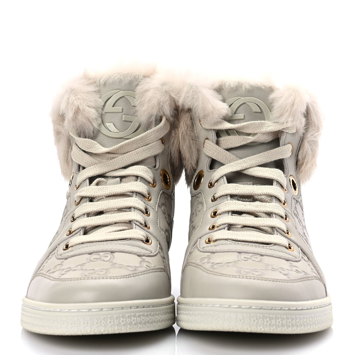 ssima Rabbit Fur Coda High Top Sneakers 39 White