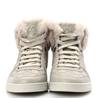 Gucci ssima Rabbit Fur Coda High Top Sneakers 39 White 2 of 10