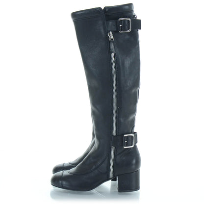 Chanel Leather Tall Riding Boots 35 Black 2 of 7